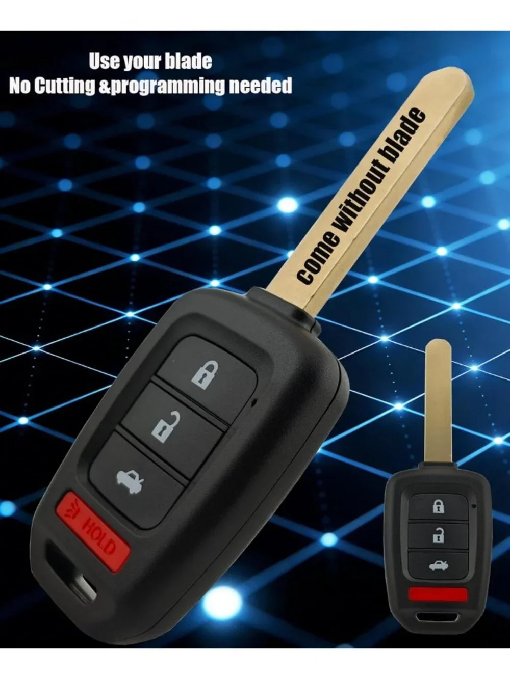 Key Fob Cover Shell for Honda Accord, Civic, HR-V, CR-V - No Cutting Needed!